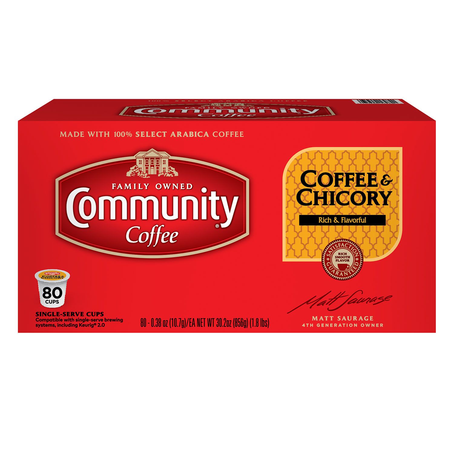 (image for) Community Coffee Single Serve Pods Coffee & Chicory (80 ct) - Click Image to Close